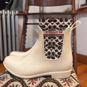 Coach Cream Rivington Rain Booties